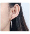 Long Sword Shaped Silver Hoop Earring HO-2533